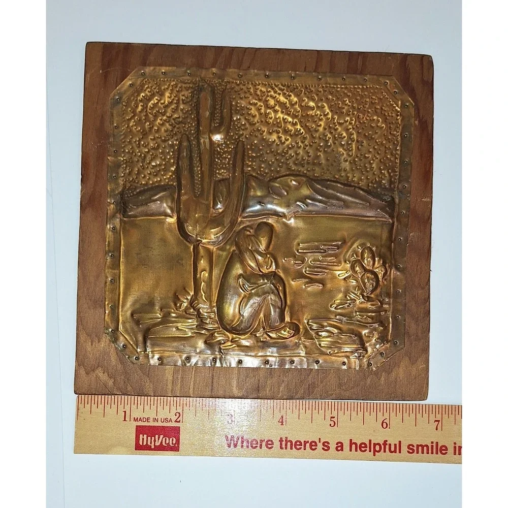 Hammered Etched Copper Southwest Cactus‎ Siesta Sombrao  Picture